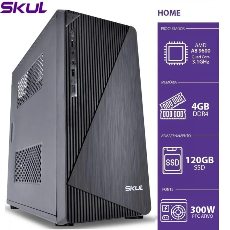 Computador Home H200 - Amd A8 9600 3.1ghz 4gb Ddr4 Ssd 120gb Hdmi/vga Fonte 300w