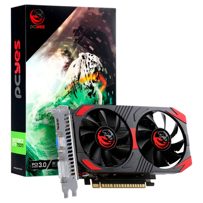 Placa de Vídeo PCYes GeForce gtx 750 ti, 2GB, GDDR5, 128 Bits, Dual Fan - PJ750TIR5DF