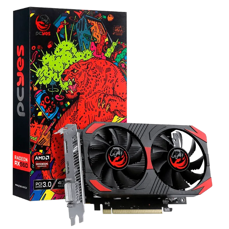 PLACA DE VIDEO PCYES AMD RADEON RX 560 4GB GDDR5 GRAFFITI SERIES, DP + HDMI + DVI- PJRX560R5128