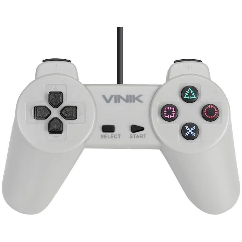 Controle Play 1 Retrô USB para PC PS1 Cinza Vinik