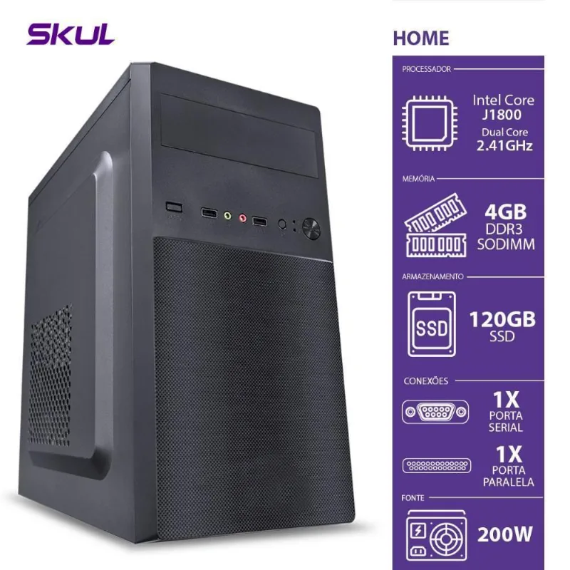 Computador Home H100 - Dual Core J1800 2.41Ghz Mb Asrock Mem