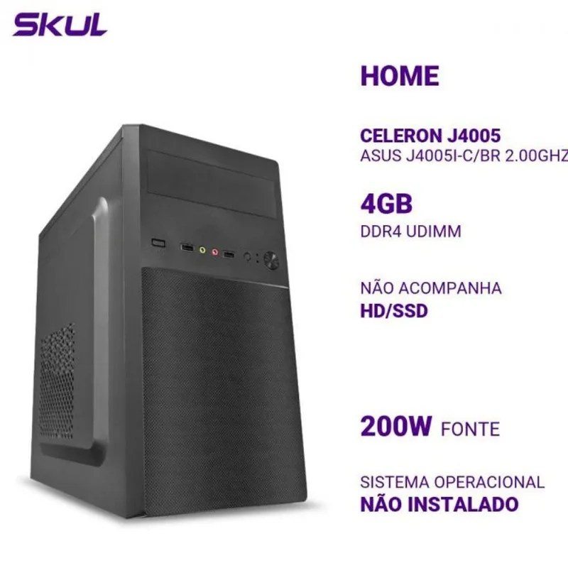Computador Home H100 Celeron J4005 Asus J4005I-C/Br 2.00Ghz