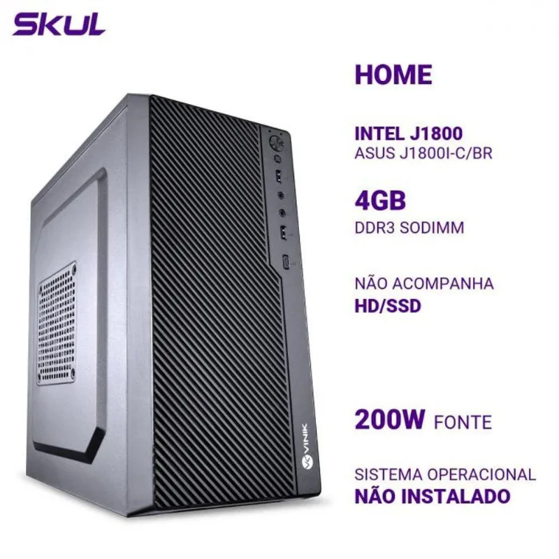 Computador Home H100 Intel J1800 Asus J1800I-C/Br Mem 4Gb Dd