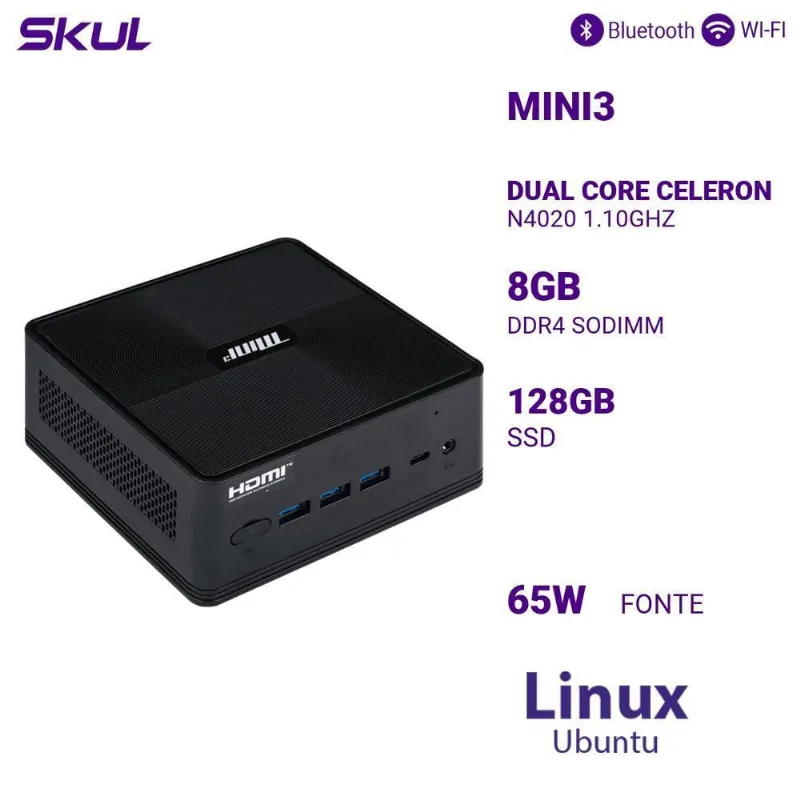 Computador Mini3 DualCore Celeron N4020 1.10ghz 8gb Ssd128gb