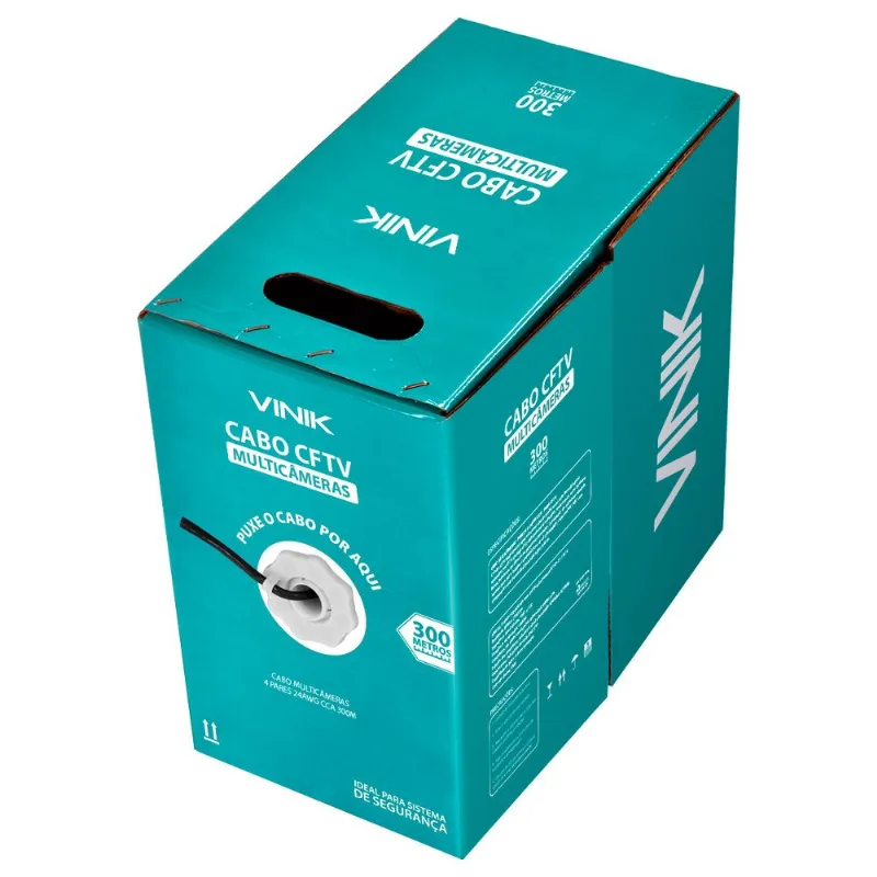 Cabo Multicâmeras 4 Pares Trançados 24AWG CCA 300m Vinik