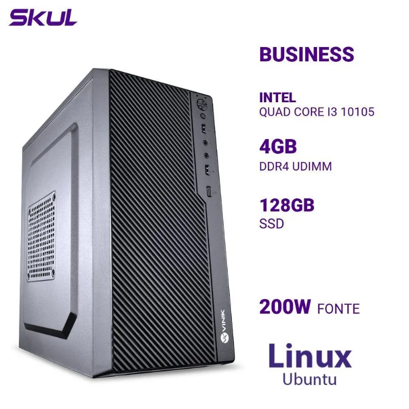 Computador Business B300 Quad Core I3 10105 Mem 4Gb Ddr4 Ssd 128Gb Fonte 200W Linux