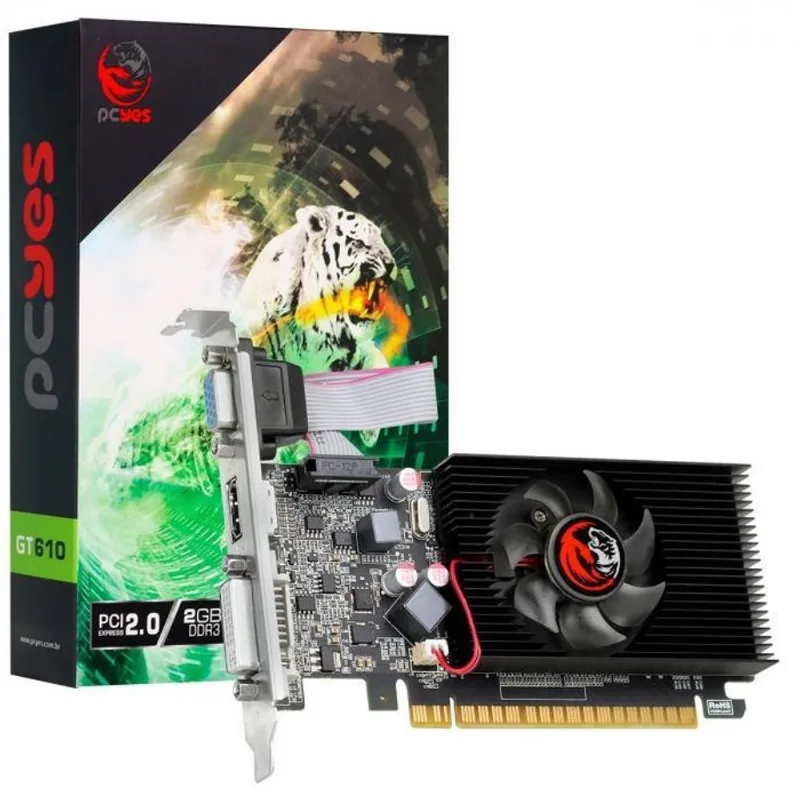 Placa Vídeo PCYes gt 610 2GB DDR3 64 Bits hdmi