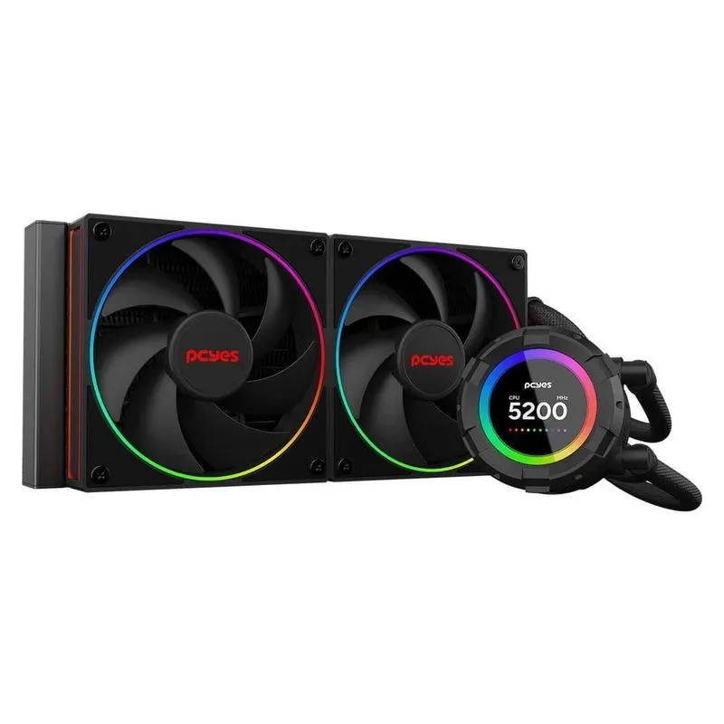 Water Cooler Pcyes Vision VS240BV com Tela LCD 2,1 Black Vulcan 240MM