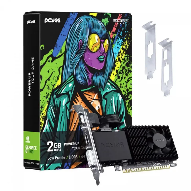 Placa De Vídeo pcyes nvidia GeForce gt 610, 2GB, GDDR3, PPE610DR3LPBR