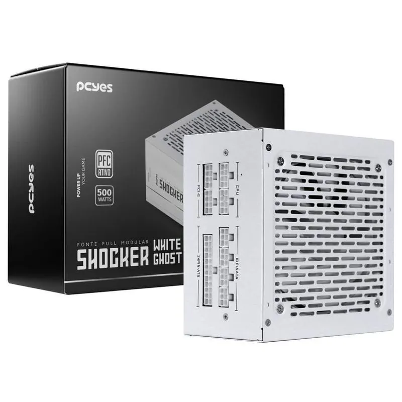 Fonte Gamer Pcyes Full Modular 500W White Ghost Branco FM500WWG