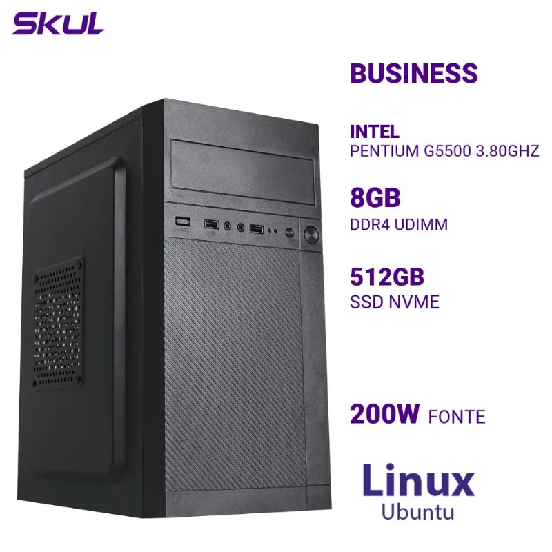 Computador Pentium G5500 8GB RAM SSD 512GB Ubuntu B200 SKUL