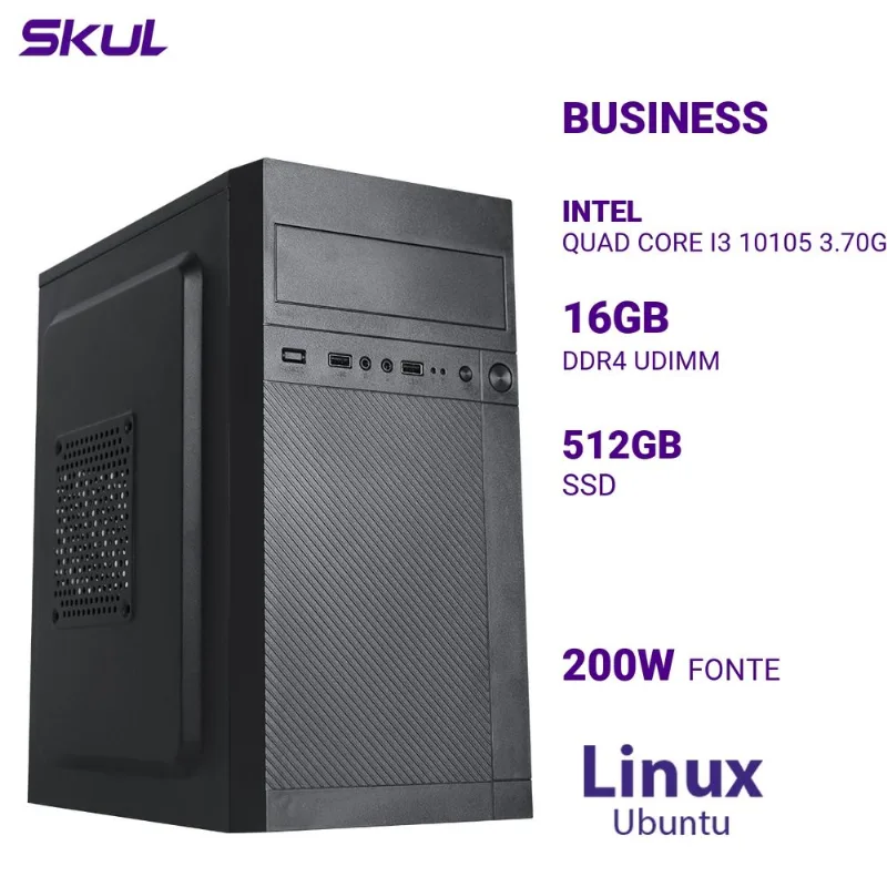 Computador B300 i3 10105 16GB DDR4 SSD 512GB Linux Skul