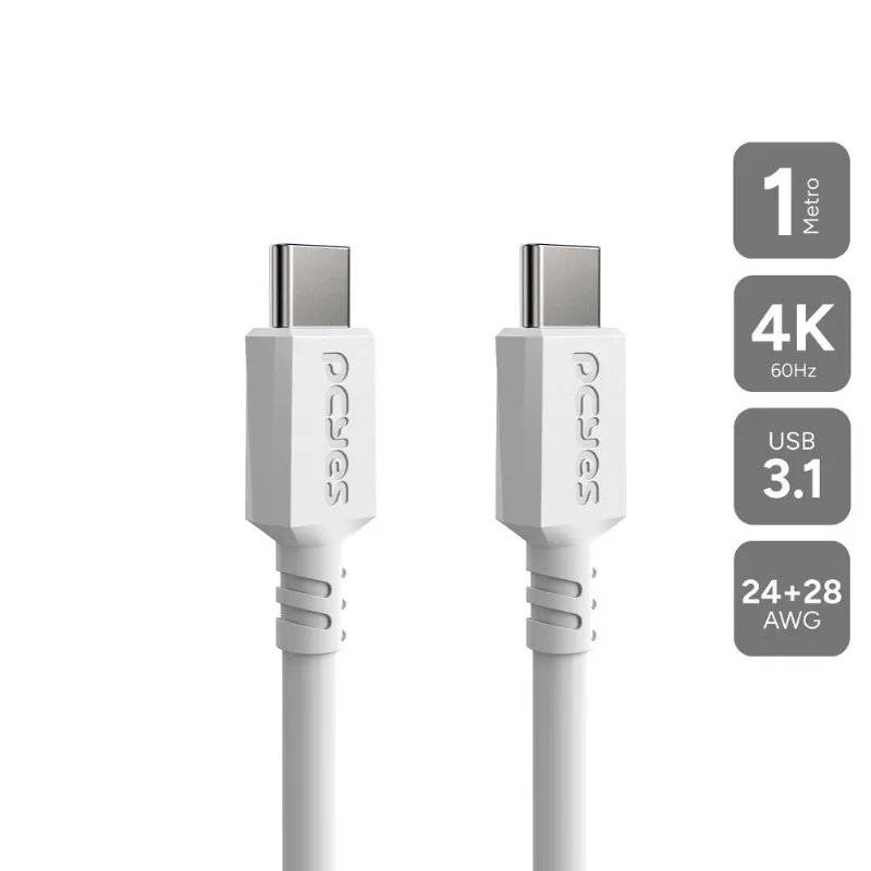 Cabo USB TIPO-C 3.1 P/ USB TIPO-C 3.1 - Branco - 1 Metro - PUCP1B