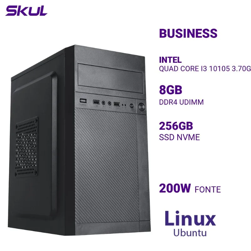 Computador B300 i3 10105 8GB DDR4 256GB Linux Ubuntu SKUL