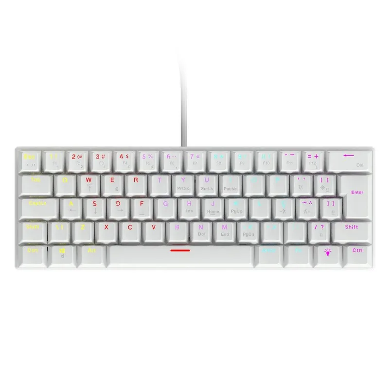 Teclado Mecânico 60% Vinik Anihiwhrd com Switches Red Lineares Silenciosos e LED Rainbow Preto