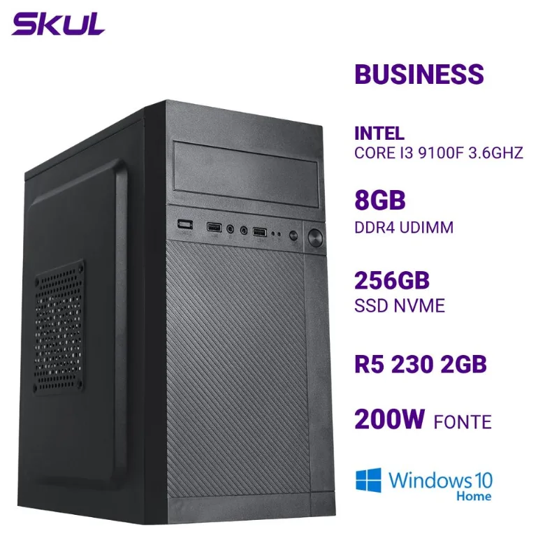 Computador SKUL B300 Core i3 9100F 8GB RAM 256GB Win10