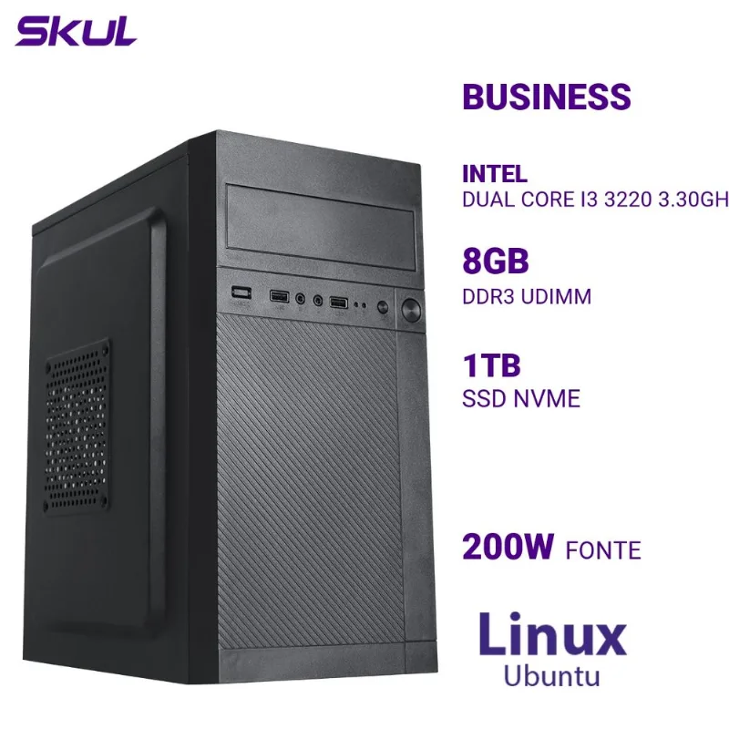 Computador Skul B300 Dual Core i3 3220 8GB SSD 1TB Linux