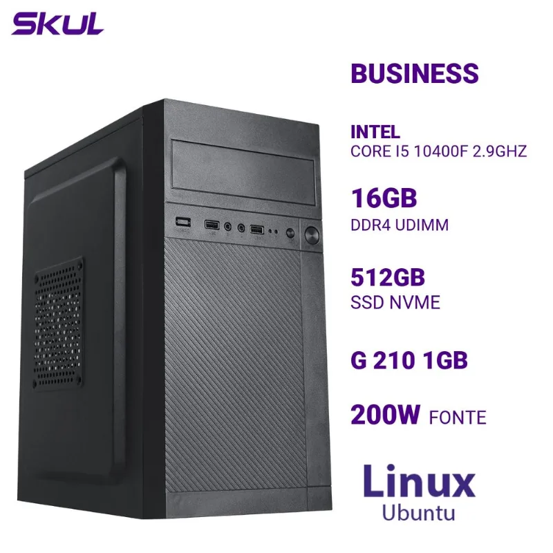 Computador SKUL B500 i5-10400F 16GB 512GB SSD Linux Ubuntu