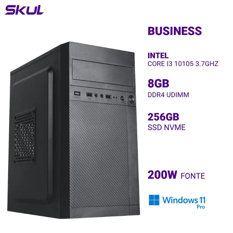 Computador B300 i3 10105 8GB RAM SSD 256GB Win 11 Pro Skul