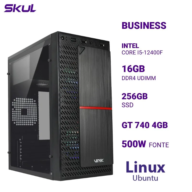 PC B500 i5-12400F 16GB DDR4 SSD 256GB GT 740 Ubuntu SKUL