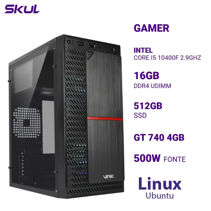 PC SKUL 5000 i5 10400F 16GB 512GB SSD GT 740 Ubuntu