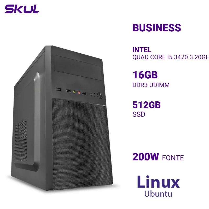 Computador B500 i5 3470 16GB DDR3 SSD 512GB Ubuntu Skul