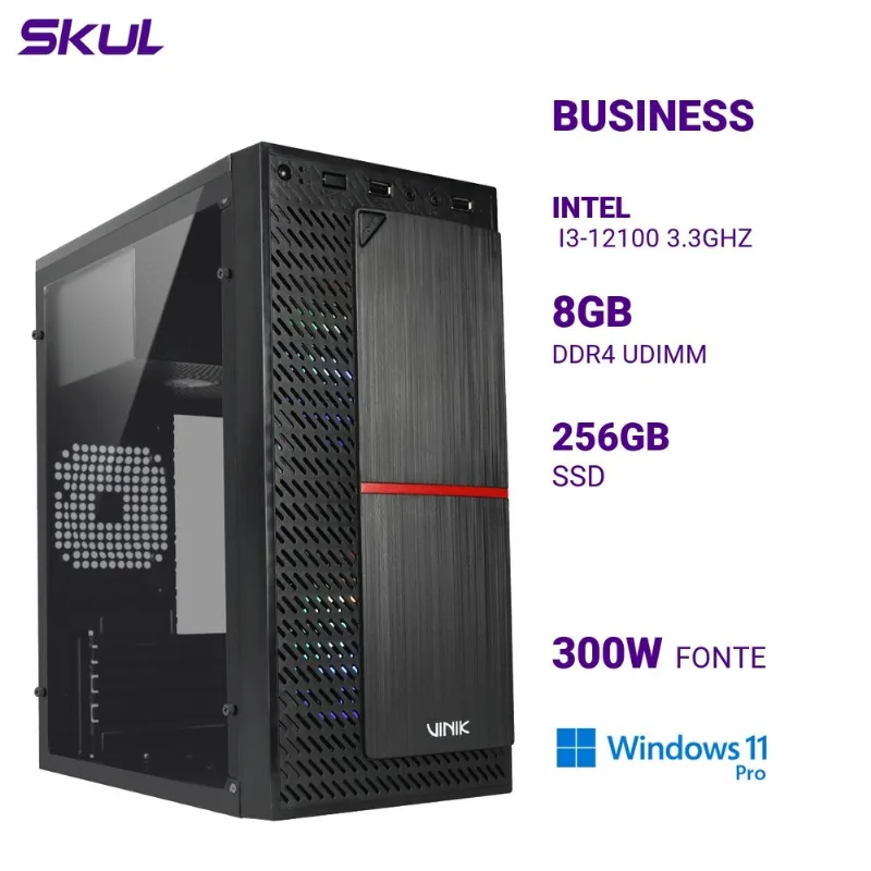 Computador SKUL B300 i3-12100 8GB DDR4 256GB SSD W11 Pro