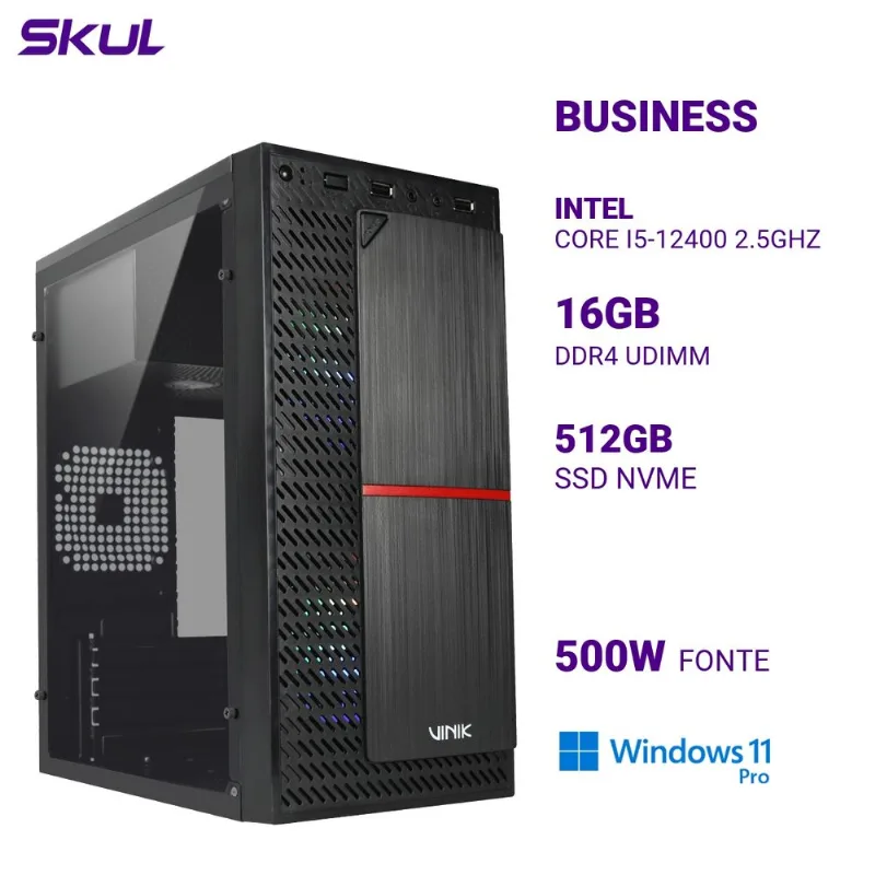 Computador SKUL B500 i5-12400 16GB RAM SSD 512GB Win 11 Pro