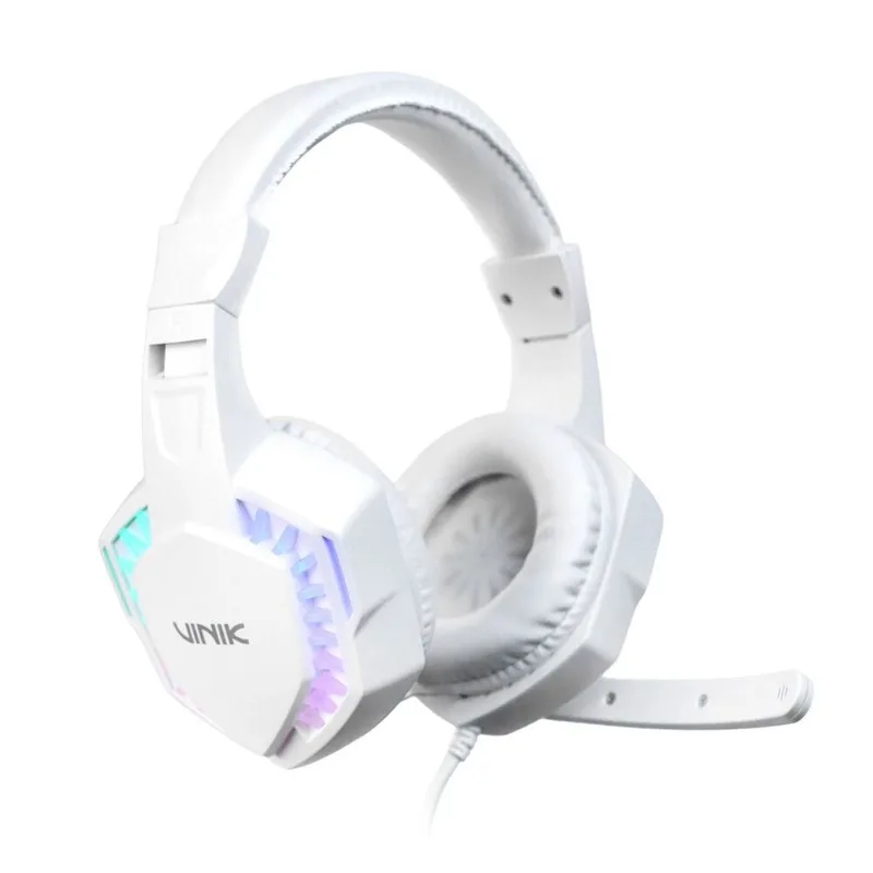 Fone de Ouvido Headset Gamer Vinik Guardian - Branco - LED Rainbow - VKHSGGDB