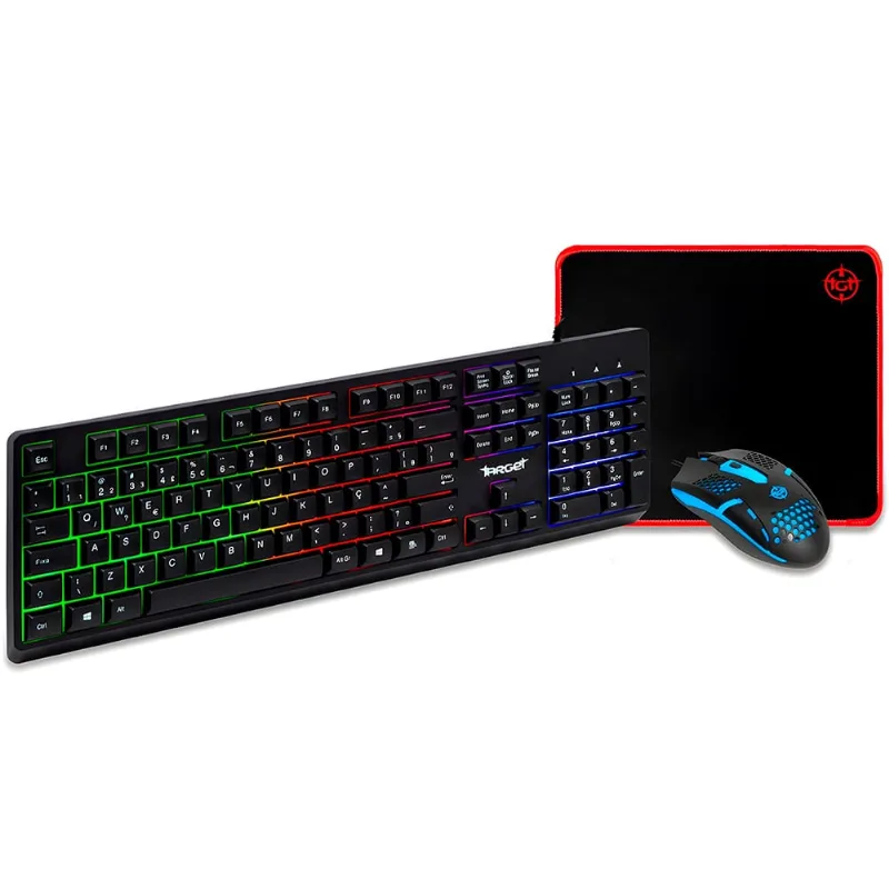 Combo Gamer tgt Fal, Rainbow, Teclado ABNT2, Mouse 1500DPI, Mousepad Pequeno, TGT-FAL-RBW02