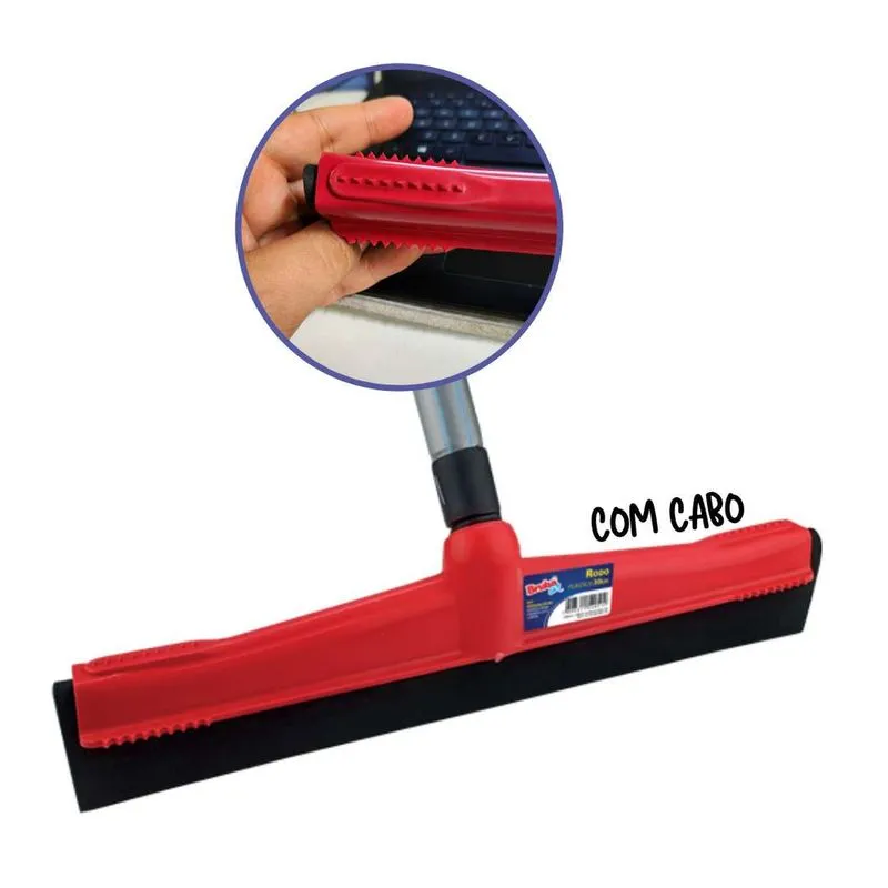 Rodo Plástico para Limpeza Geral com cabo 1,20mt Bruba Lar - 30cm - Unidade