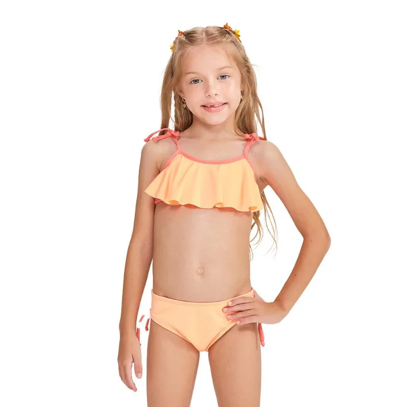 Conjunto 4 a 10 anos infantil top alças com babado e calcinha Mormaii 04