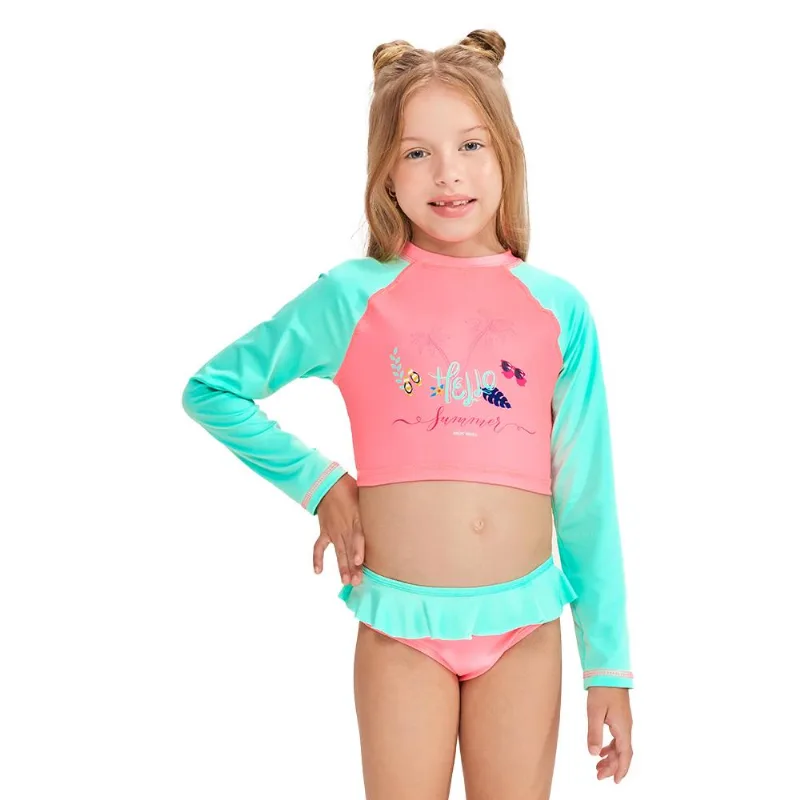 Conjunto 4 a 10 anos infantil blusa solar uv50+ e calcinha com babado Mormaii 10