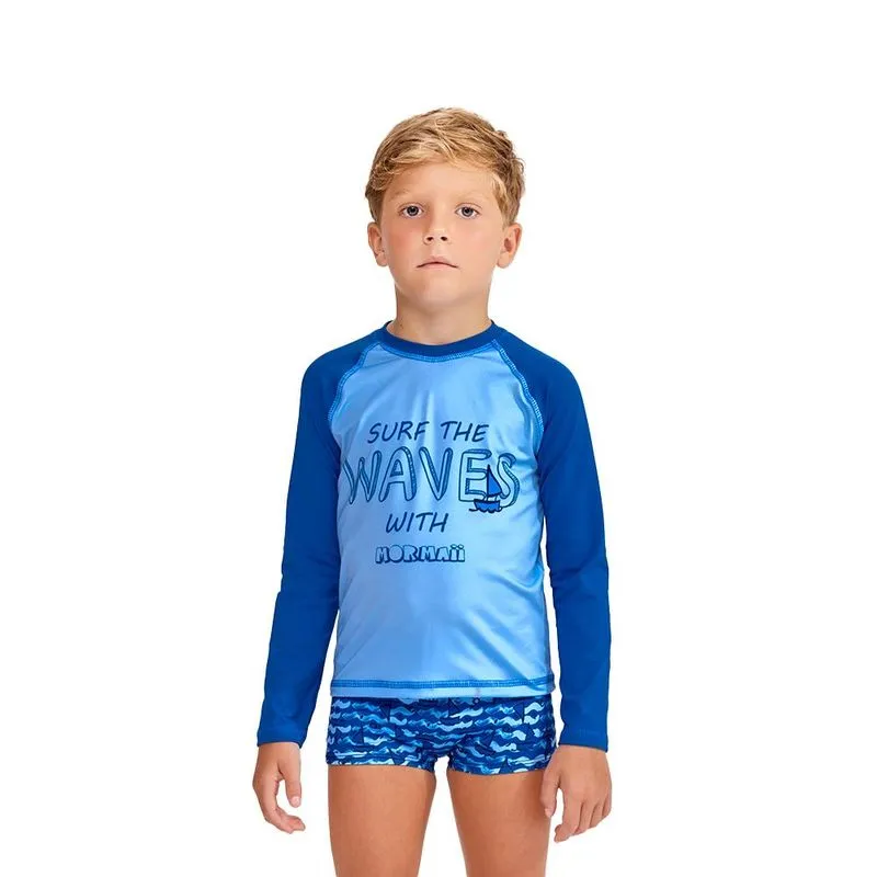Camiseta 4 a 10 anos proteçao solar uv50+ mangas contrastantes Mormaii 04
