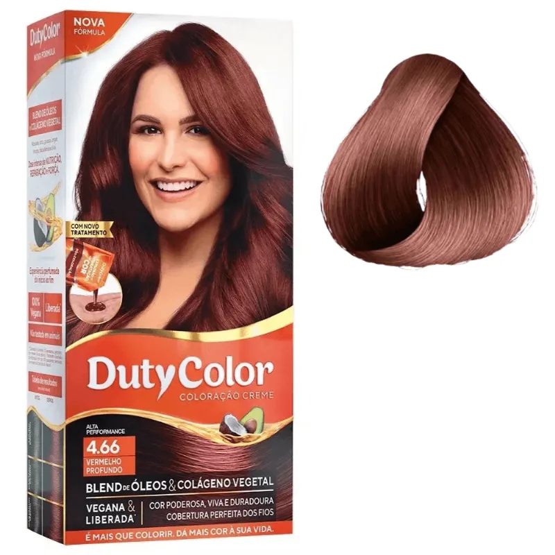 Coloração Duty 4.66 Vermelho Profundo Tintura Creme Duty 4.66 Vermelho Profundo