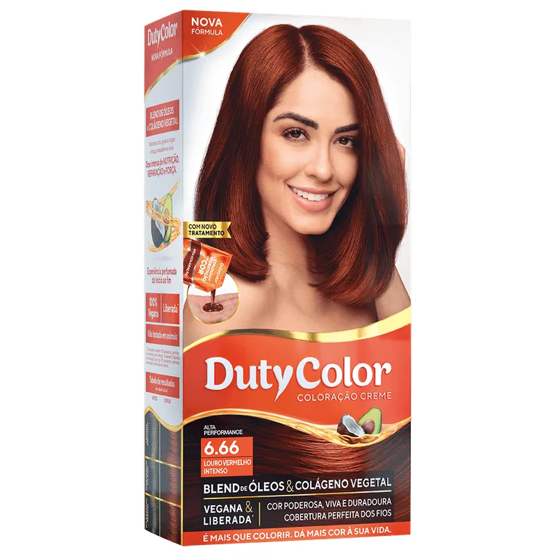Coloração Duty Color Louro Vermelho Intenso 6.66