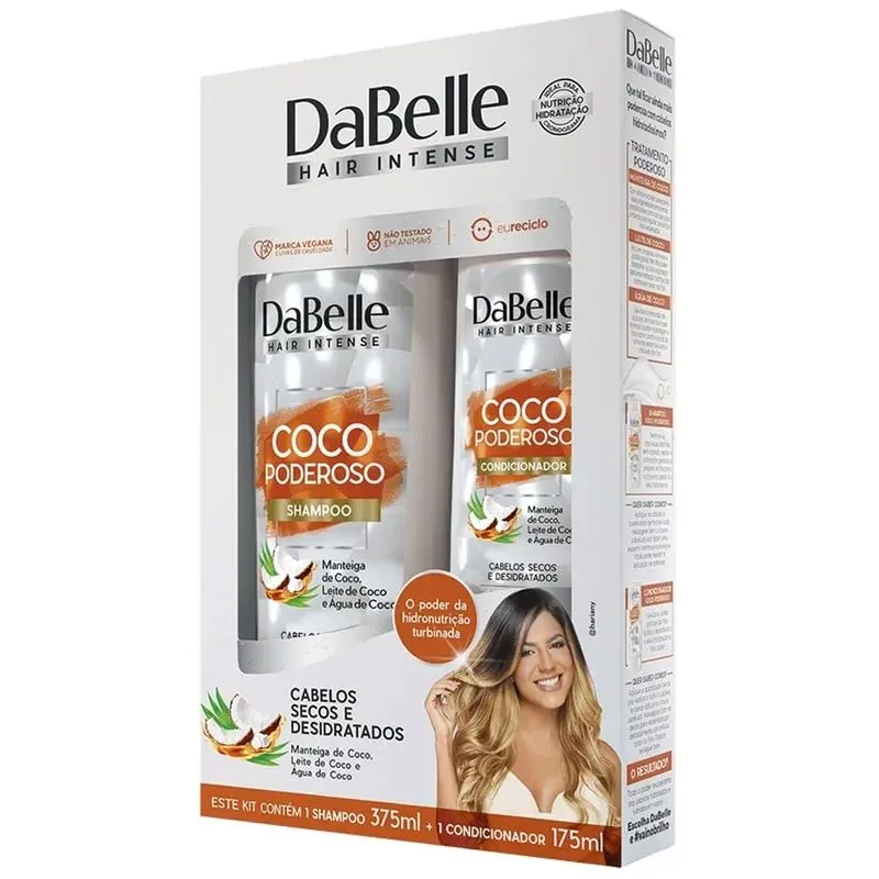 Kit Shampoo 375ml + Condicionador 175ml Dabelle Coco Poderoso