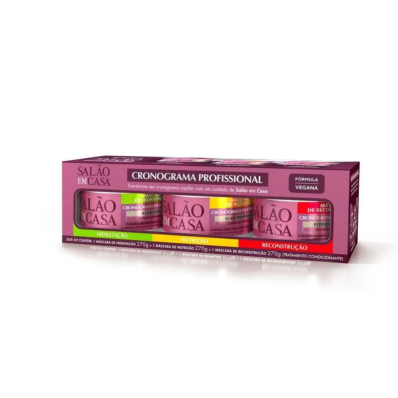 Kit 3 Mascaras Salao Em Casa Crono Profissional 810g - Eico