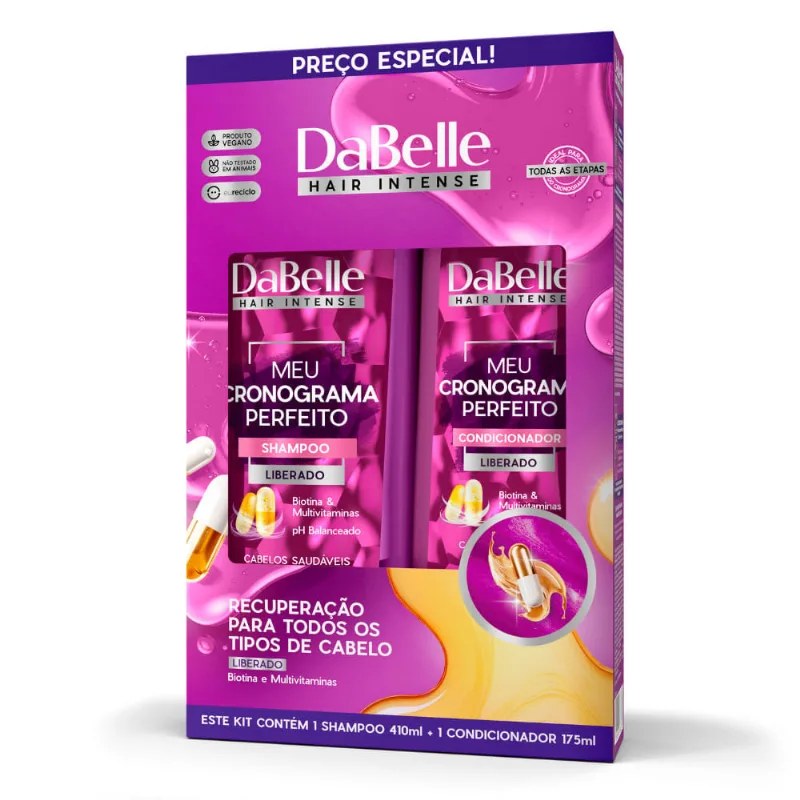 Kit Dabelle Hair Intense Meu Cronograma Perfeito Shampoo 410ml E Condicionador 175ml Dabelle
