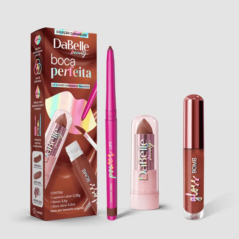 Lip Combo Boca Perfeita Dabelle Beauty - Caramelo Salgado