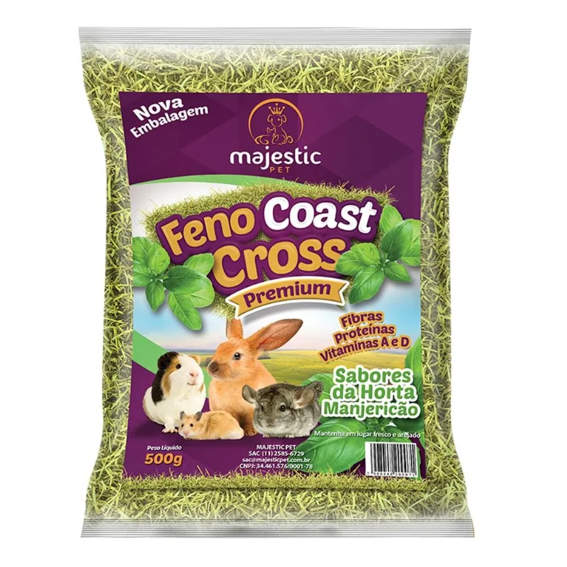 Feno Majestic Pet Coast Cross Sabores Da Horta Manjericão Para Roedores - 500 G