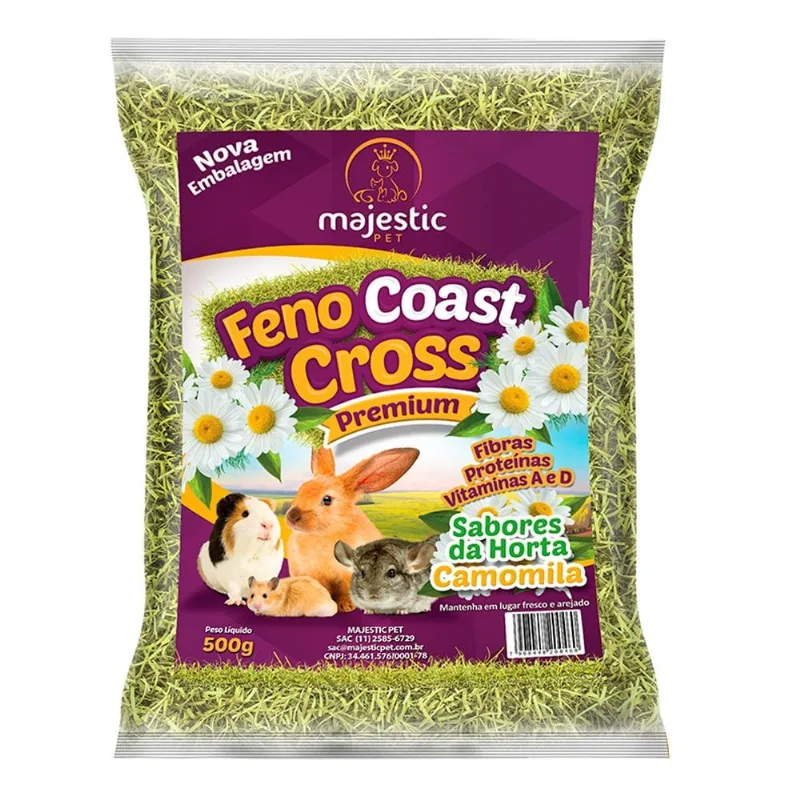 Feno Majestic Pet Coast Cross Sabores Da Horta Camomila Para Roedores - 500 G