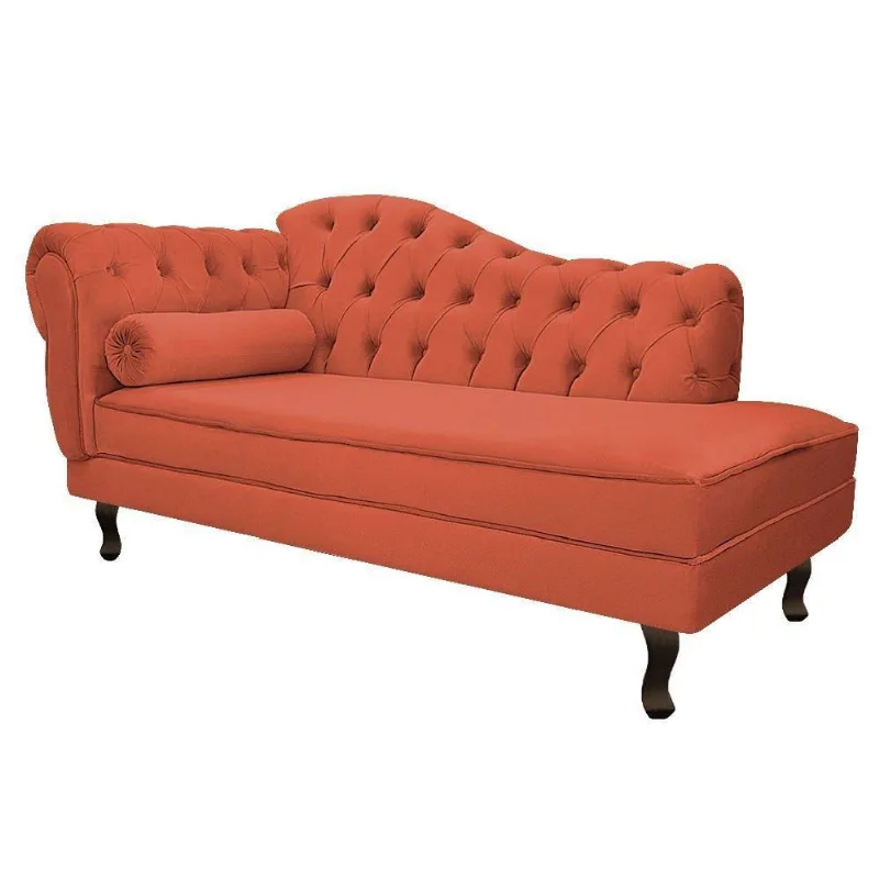 Recamier Diana 185cm Lado Direito Suede Terracota - Doce Sonho Móveis