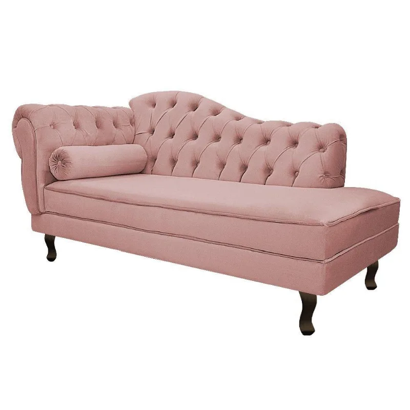 Recamier Diana 185cm Lado Direito Suede Rosê - Doce Sonho Móveis