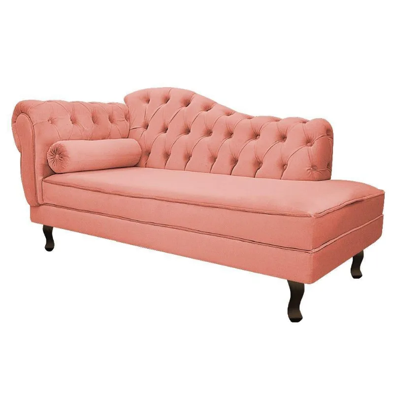 Recamier Diana 185cm Lado Direito Suede Coral - Doce Sonho Móveis