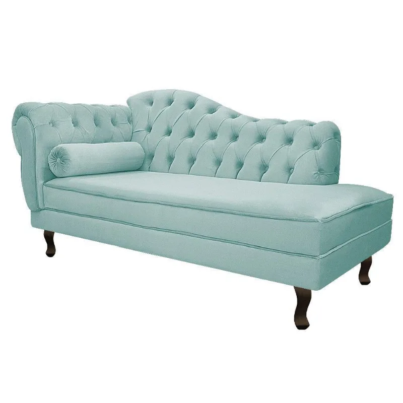 Recamier Diana 185cm Lado Direito Suede Azul Tiffany - Doce Sonho Móveis