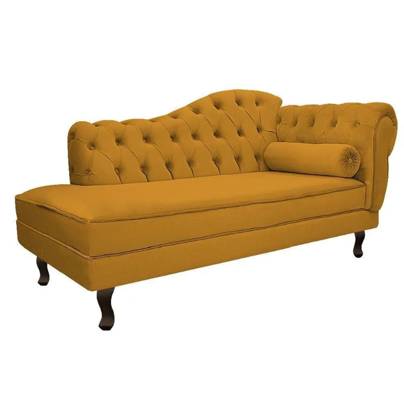 Recamier Diana 140cm Lado Esquerdo Suede Mostarda