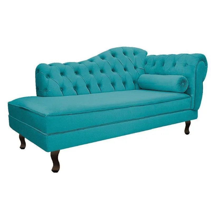 Recamier Diana 140cm Lado Esquerdo Suede Azul Turquesa