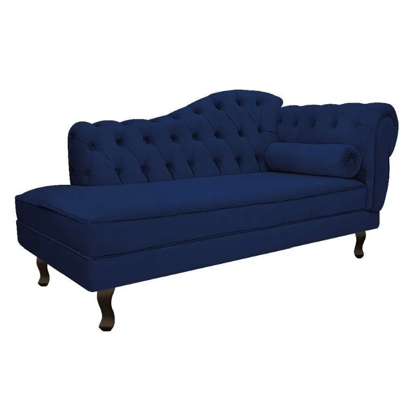 Recamier Diana 140cm Lado Esquerdo Suede Azul Marinho