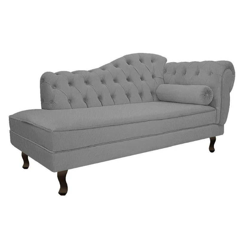 Recamier Diana 160cm Lado Esquerdo Suede Cinza
